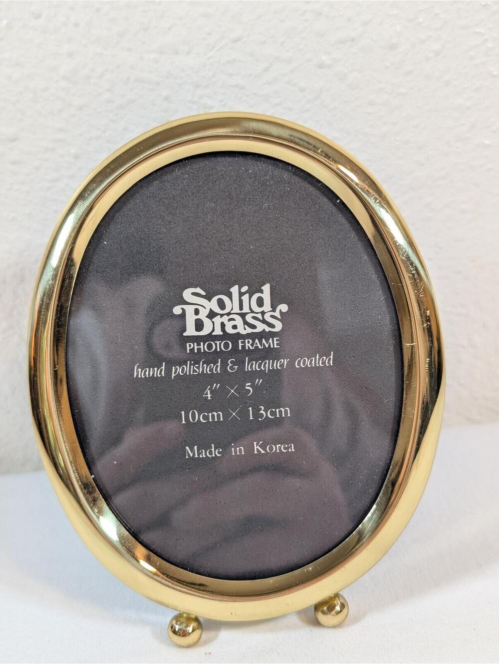 Vintage Solid Brass Oval Photo Frame 4x5 Inches